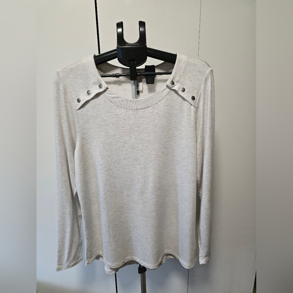 CAbi Cream Relaxed Buttoned Top